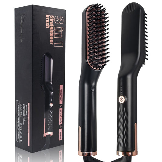 3 in 1 Hair Straightener Hair Comb Brush Beard Straightener Comb Hair Curler Quick Hair Styler