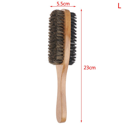 Men Boar Bristle Hair Brush Natural Wooden Brush