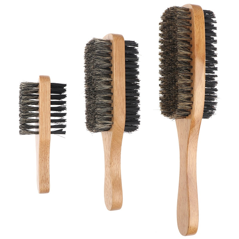 Men Boar Bristle Hair Brush Natural Wooden Brush