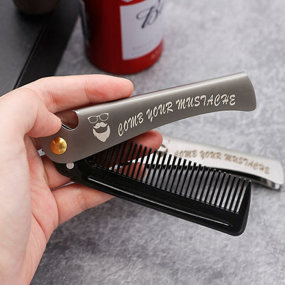 Men's folding stainless steel comb oil head beard