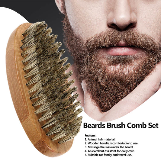 Soft Boar Bristle Wood Beard Brush Men Shaving Comb