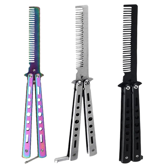 1 Piece Foldable Comb Stainless Steel Practice Training Butterfly Comb