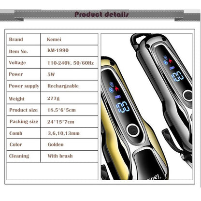 Professional hair clipper rechargeable hair trimmer