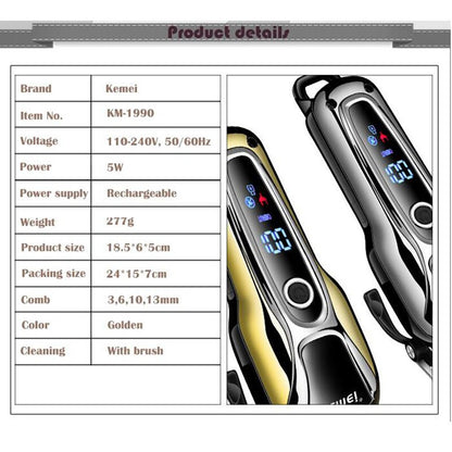 100-240V Professional hair clipper for barber rechargeable hair trimmer