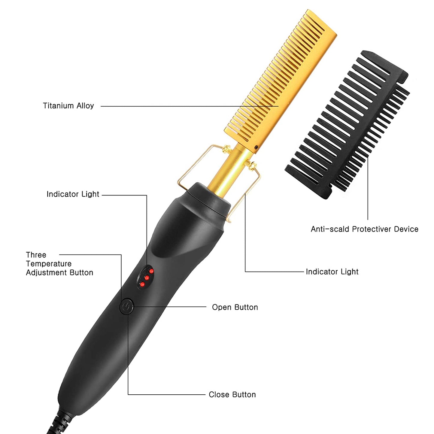 Comb Hair Straightener Electric Heating Comb Beard Straightener