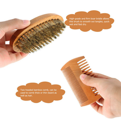 Soft Boar Bristle Wood Beard Brush Men Shaving Comb