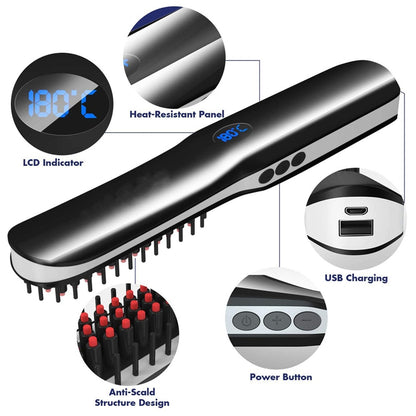 Wireless Men Beard Straightener Fast Heating Comb