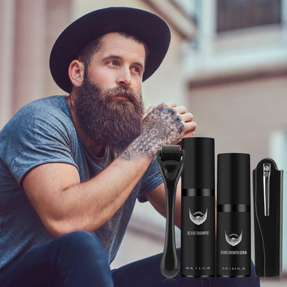 Growth Oil For Men Beard Growth Serum Roller Comb Kit