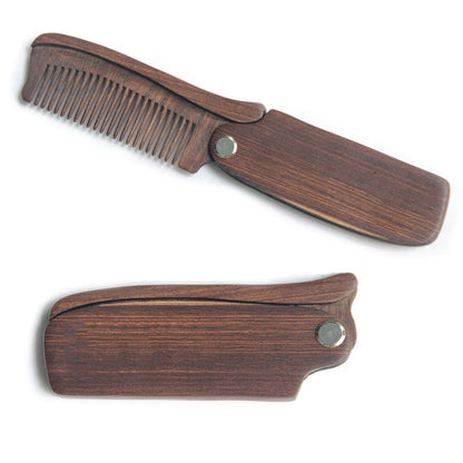 Folding Wooden Beard Comb Men's Waves Brush