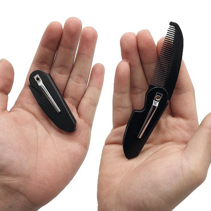 Black Folding Pocket Clip Hair Beard Comb