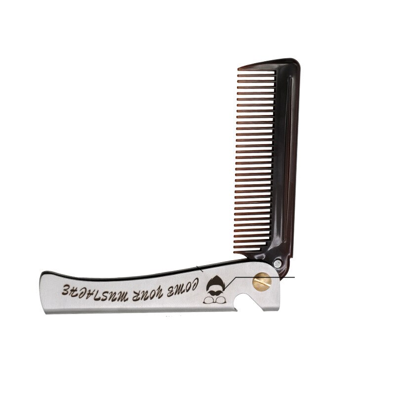 Men's folding stainless steel comb oil head beard