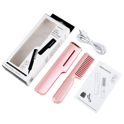 Electric Hair Comb 2 In 1 Straightener Curler Fast Heating Portable Mini Comb