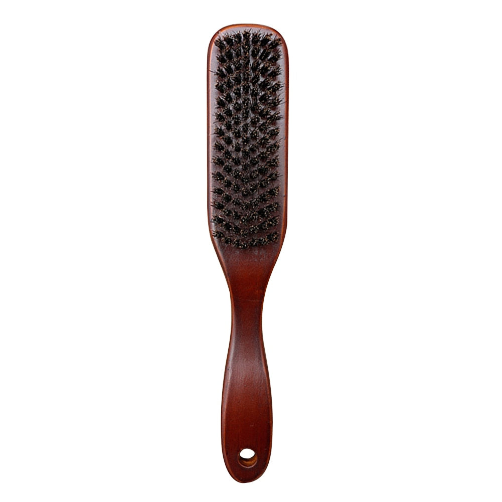 Wood Handle Hair Brush Hard Boar Bristle Combs