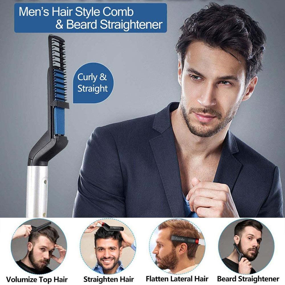 Men Professional Hair Straightener Electric Hair Comb