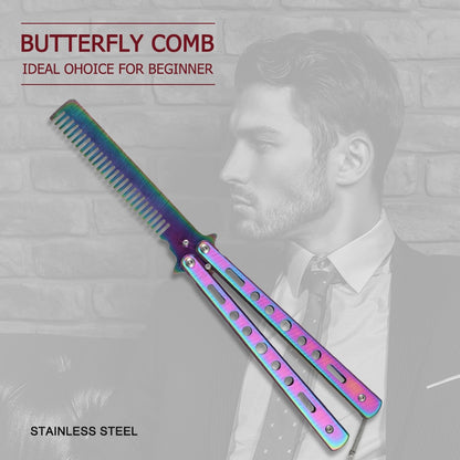 1 Piece Foldable Comb Stainless Steel Practice Training Butterfly Comb