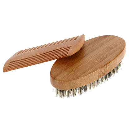 Soft Boar Bristle Wood Beard Brush Men Shaving Comb