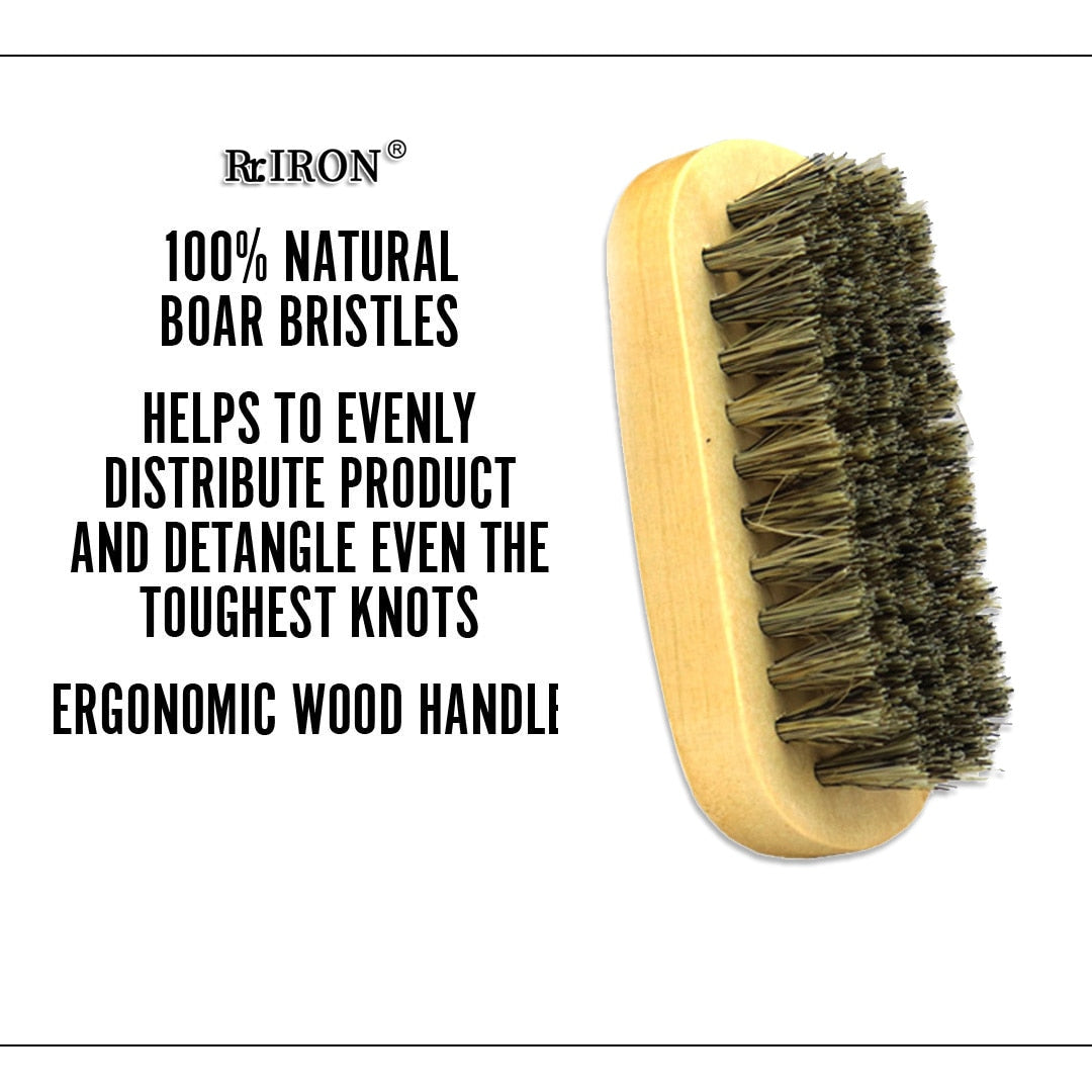 Custom Logo Wood Beard Brush And Comb Set