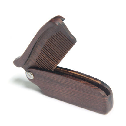 Folding Wooden Beard Comb Men's Waves Brush