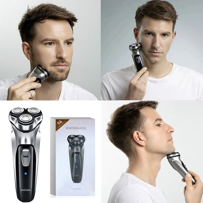 Electric Face Shaver Razor for Men 3D Floating Blade Washable Shaving