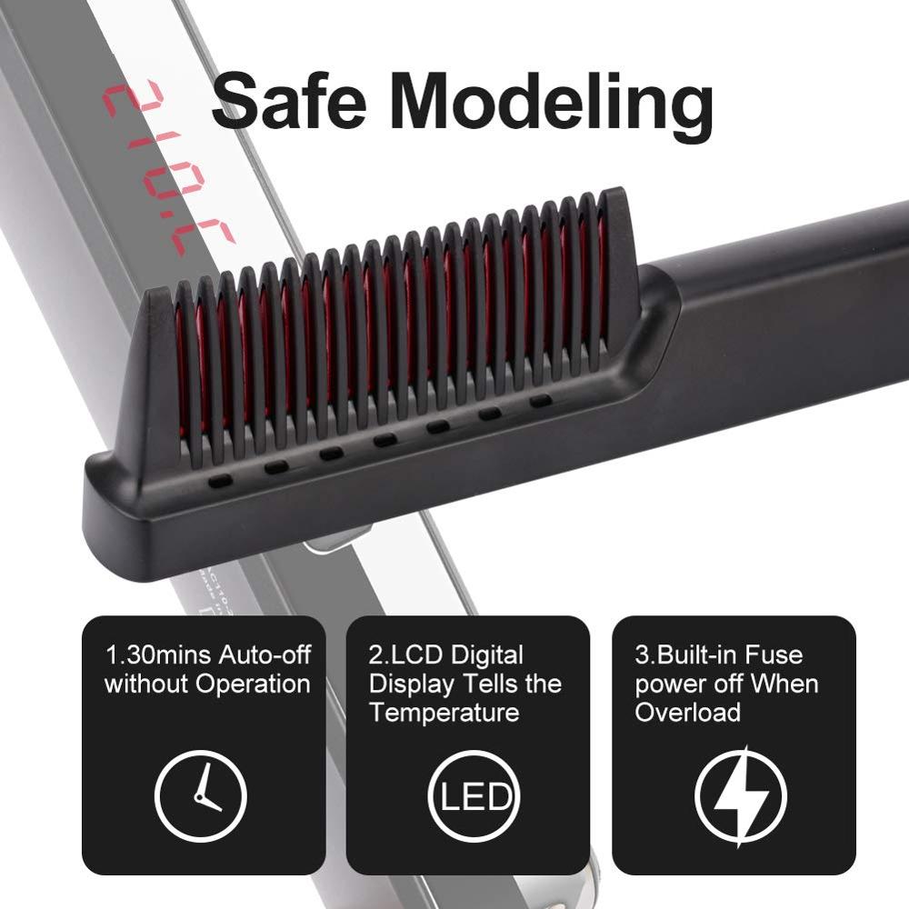 Hair Straightener Brush Electric Hot Comb LCD Display