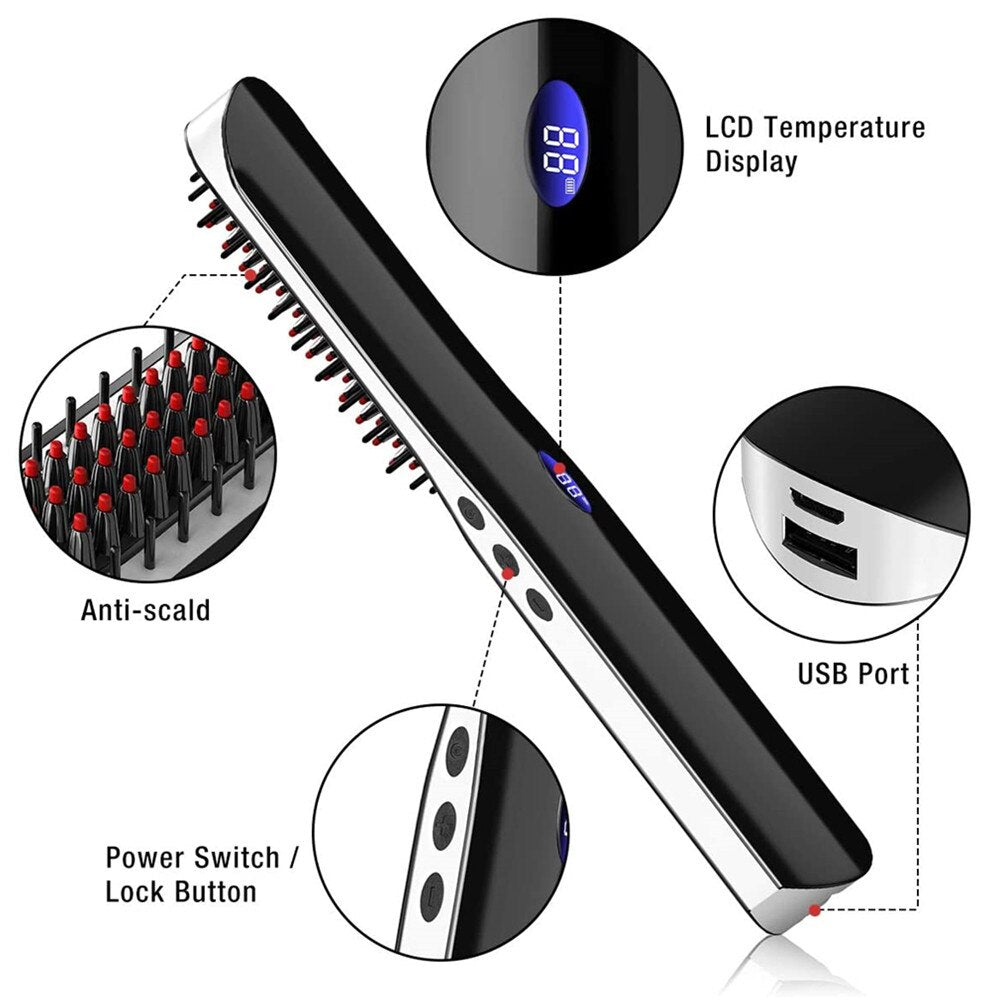 Beard Straightener Brush USB Charging Hair Straightener