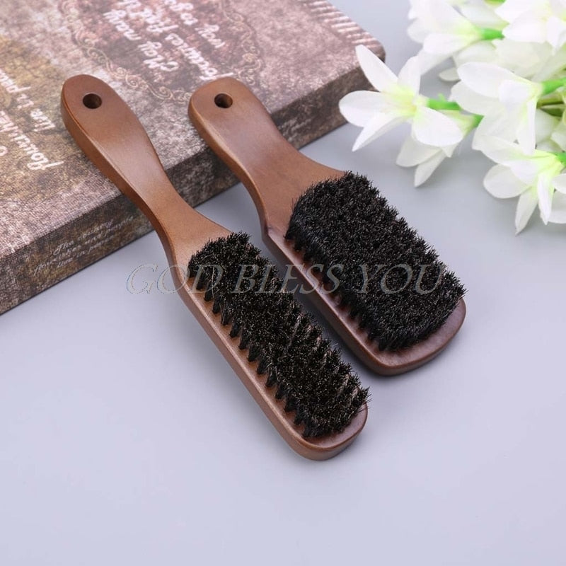 Men Boar Bristle Mustache Brush Wood Handle