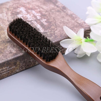 Men Boar Bristle Mustache Brush Wood Handle