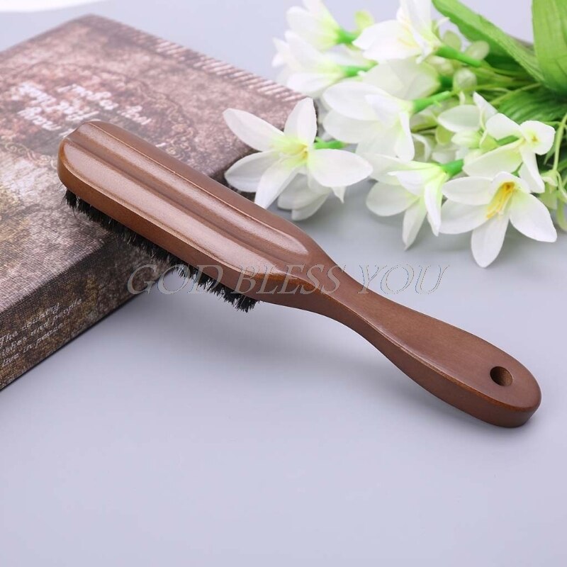 Men Boar Bristle Mustache Brush Wood Handle