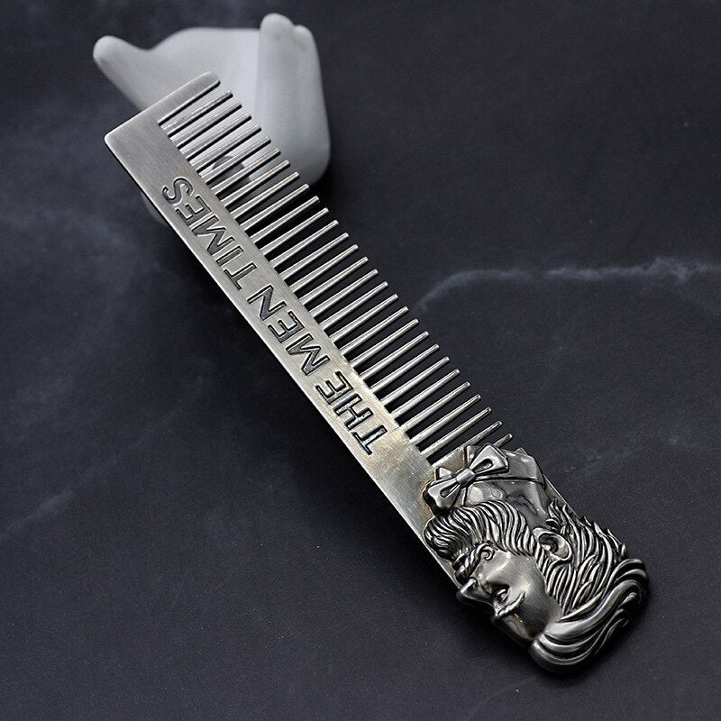 Silver Beard Shaping Template Stainless Steel Carved