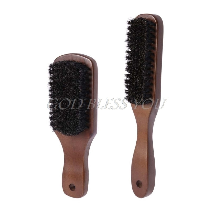 Men Boar Bristle Mustache Brush Wood Handle