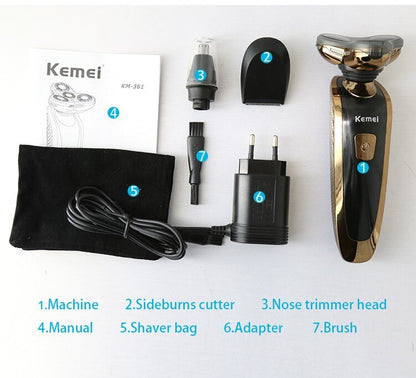 Rechargeable electric shaver washable nose trimmer