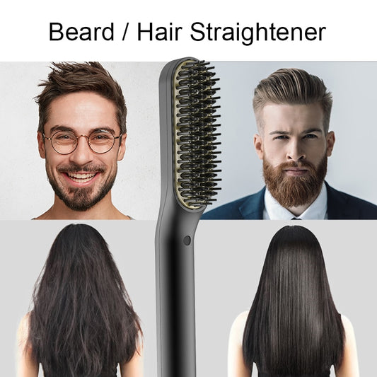 Beard Hair Straightening Brush Hot Heated Comb Ceramic Comb