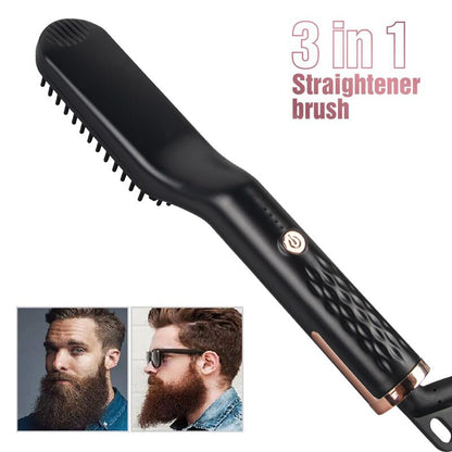 3 in 1 Hair Straightener Hair Comb Brush Beard Straightener Comb Hair Curler Quick Hair Styler