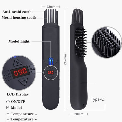 Wireless Beard Straightener Comb for Men Hair Hot Comb