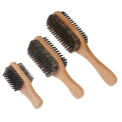 Men Boar Bristle Hair Brush Natural Wooden Brush