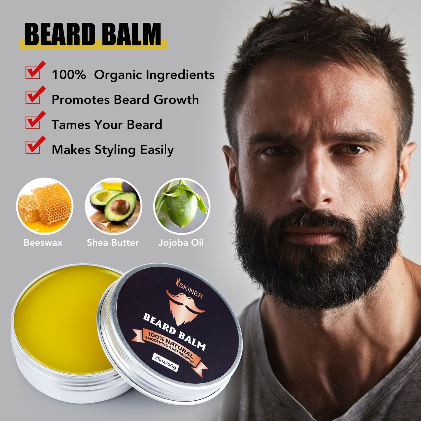 The Men Beard Oil Growth Kit Beard Roller Balm