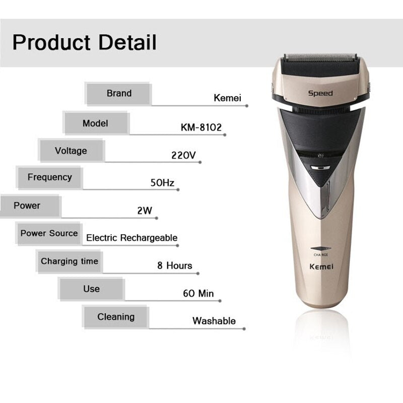 3D rechargeable electric shaver washable electric razor