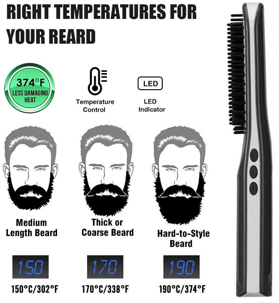 Wireless Men Beard Straightener Fast Heating Comb