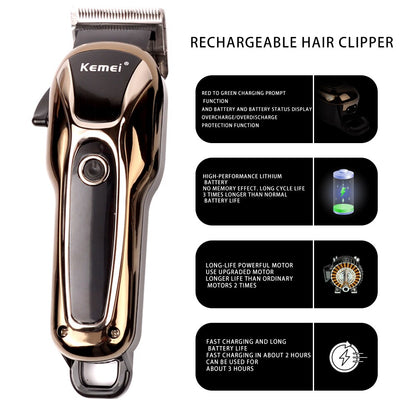 Kemei Hair Clipper Beard Trimmer and Beard Shaver Set USB Rechargeable