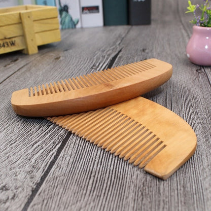 1 Piece Natural Peach Wood Comb Close Teeth Anti-static