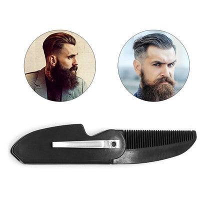 Black Folding Pocket Clip Hair Beard Comb