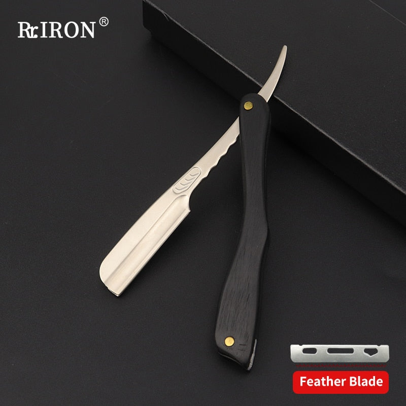 Men's Shaver Natural Ebony Wood Handle Feather