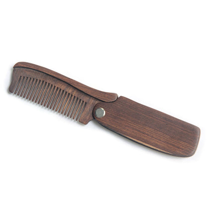 Folding Wooden Beard Comb Men's Waves Brush