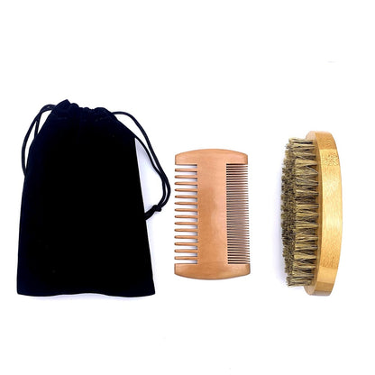 Natural Beard Comb Set Double Beard Oil Head