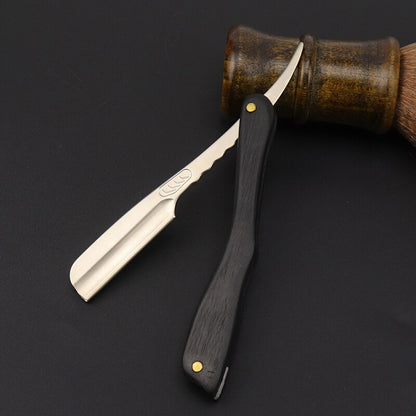 Men's Shaver Natural Ebony Wood Handle Feather