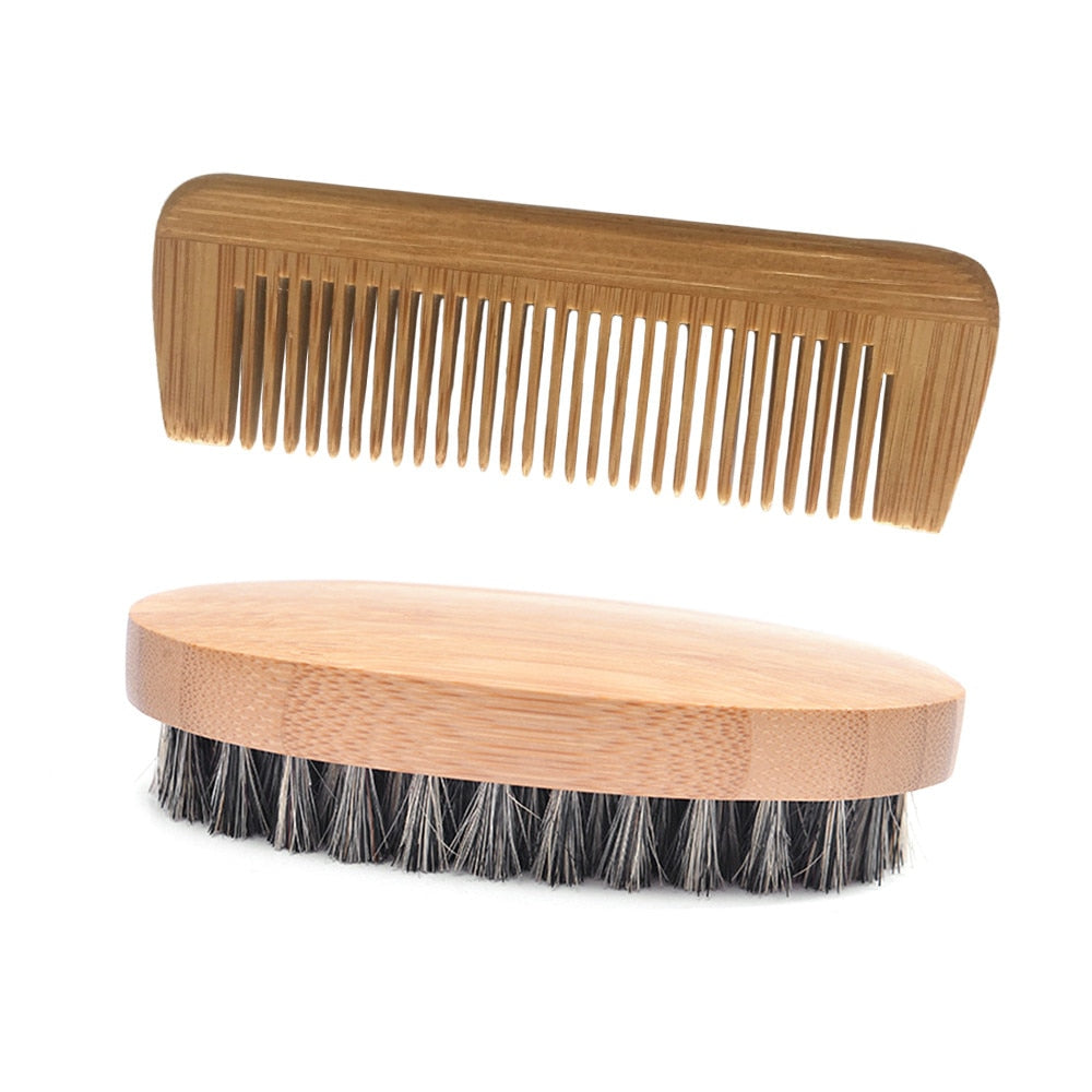 Natural Boar Bristle Beard Brush For Men