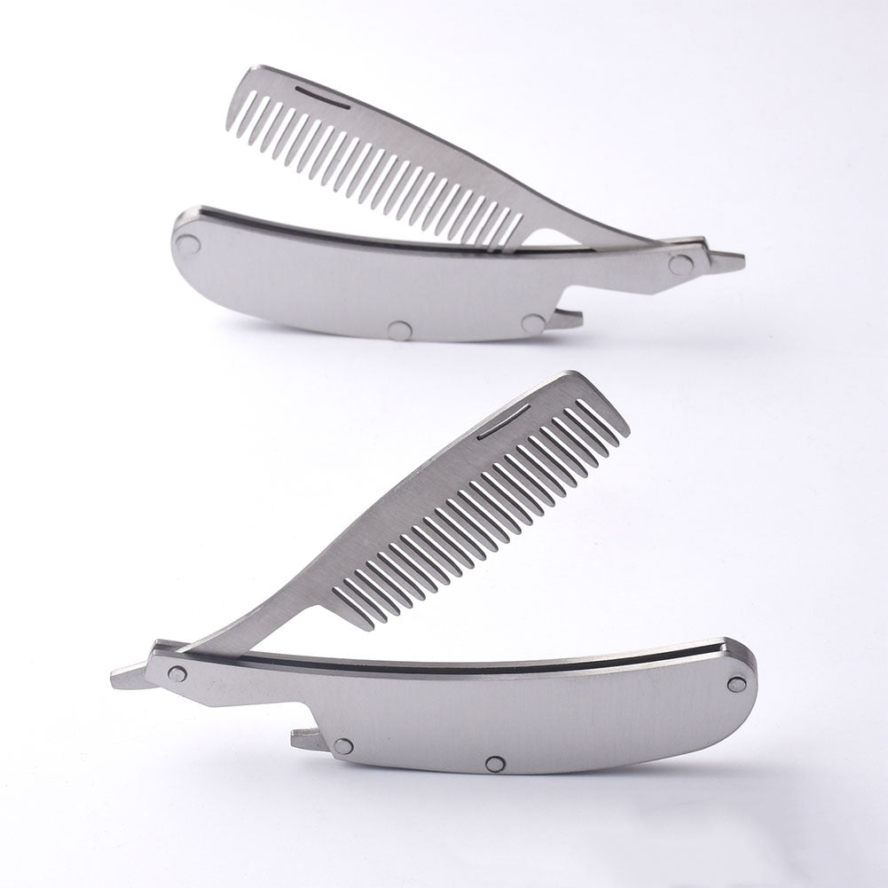 Man Grooming Stainless Steel Folding Comb Beard