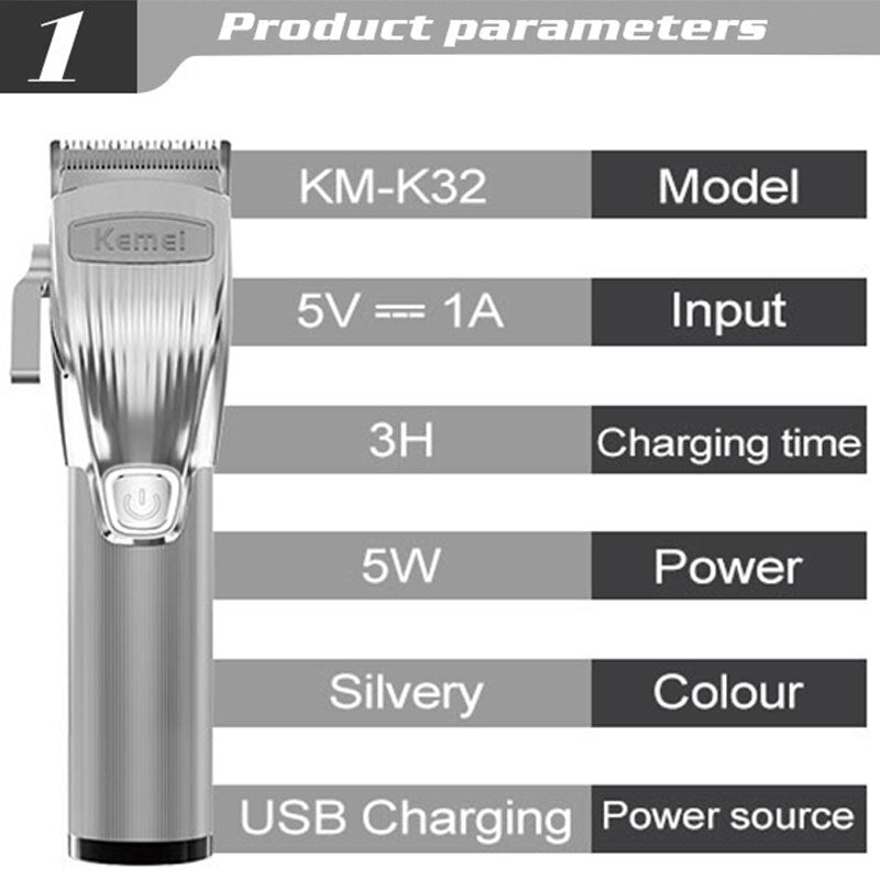 Rechargeable hair trimmer for men