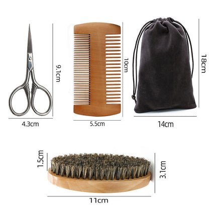 Professional Soft Boar Bristle Wood Beard Brush