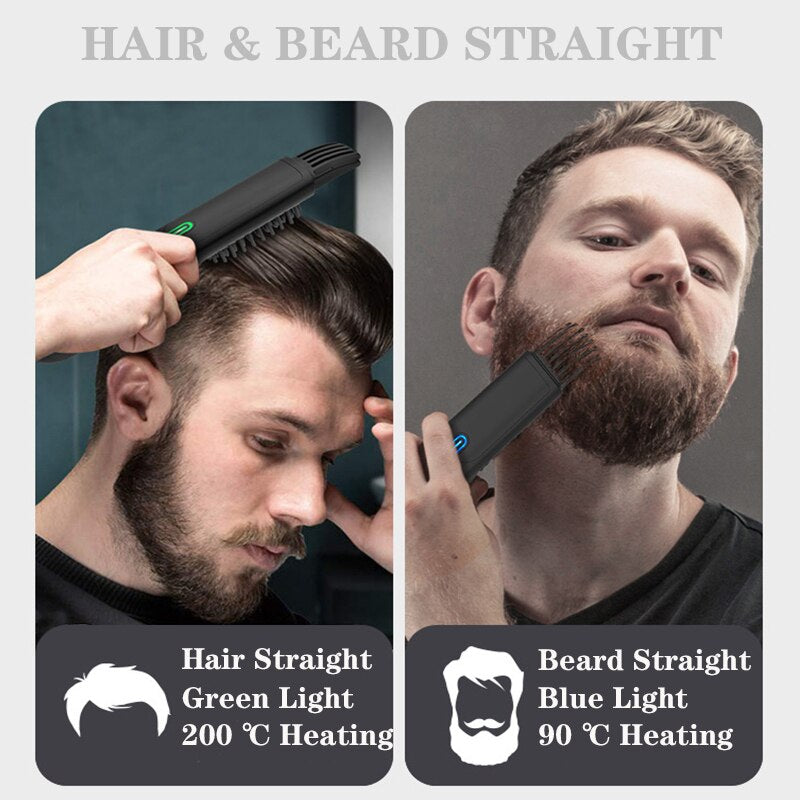 Wireless Beard Straightener Comb for Men Hair Hot Comb